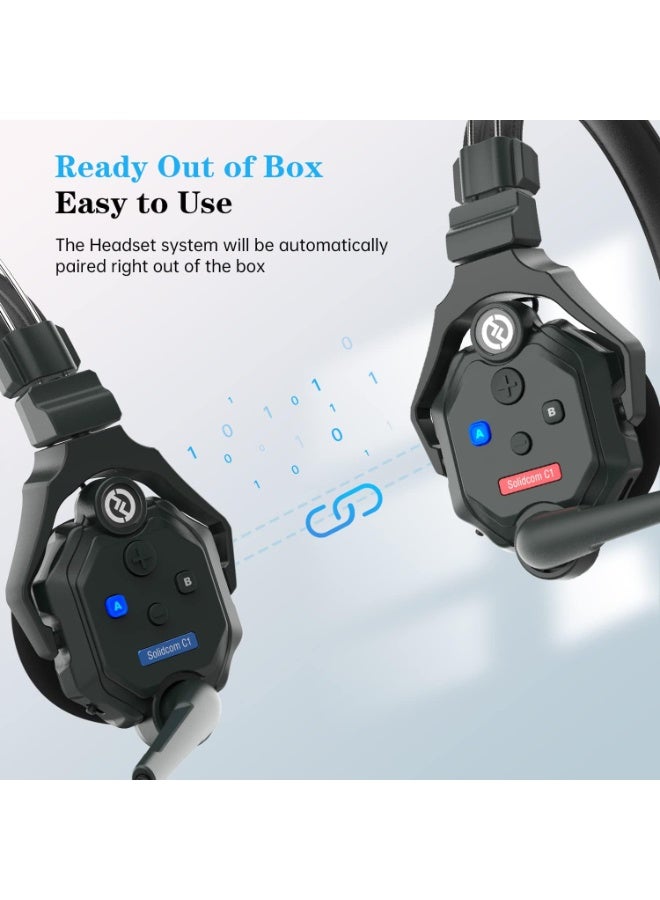 Hollyland Solidcom C1 Wireless Headset Intercom System 8-Person Full Duplex 1100ft Communication, Single-Ear Headset, 1 Master & 7 Remote Headsets for Team Talk - Image 3